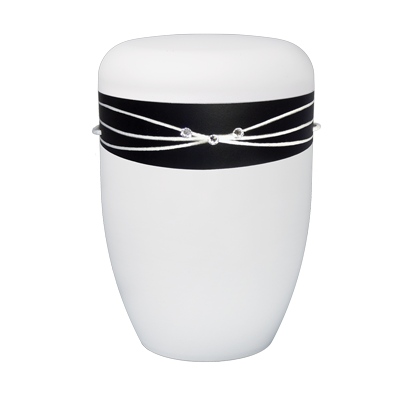Naturstoff Urne Swarovski (schwarz auf weiß)
