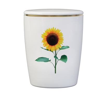 Naturstoff Urne – Sonnenblume (weiß)