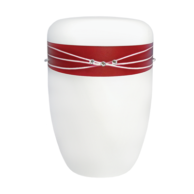 Naturstoff Urne – Swarovski (rot auf weiß)