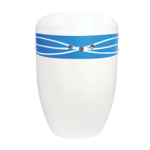 Naturstoff Urne – Swarovski (blau auf weiß)