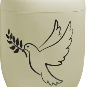 Naturstoff Urne mit Motiv Friedenstaube