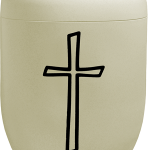 Naturstoff Urne mit Motiv Kreuz