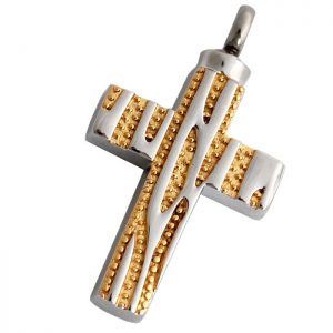Kreuz in den Farben Gold und Silber mit Muster