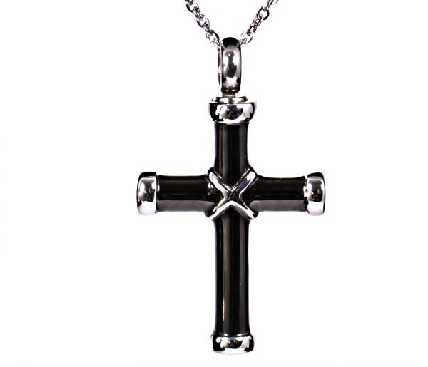 Kreuz in den Farben Silber mit Schwarz abgesetzt